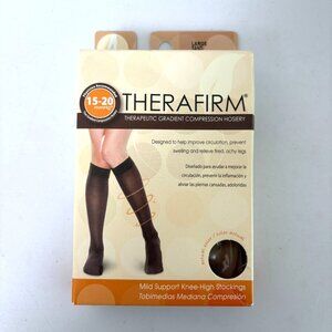 Therafirm Compression Knee High Stockings 15-20 mmHg Large Sand 68202 NEW